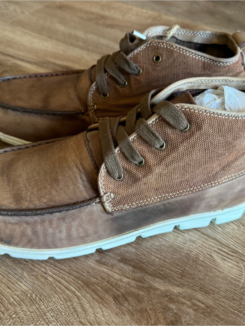 New Bed Stu Men’s 9.5 Brown Leather Canvas Chukka Boots